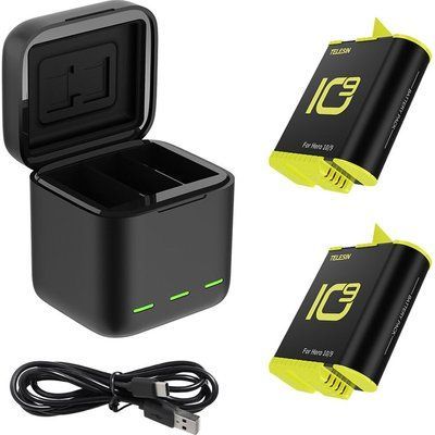 Зарядний пристрій Telesin 3 Slots Battery Charger + 2 акумулятори для Hero 9/10/11 (GP-BNC-901) 32913 фото